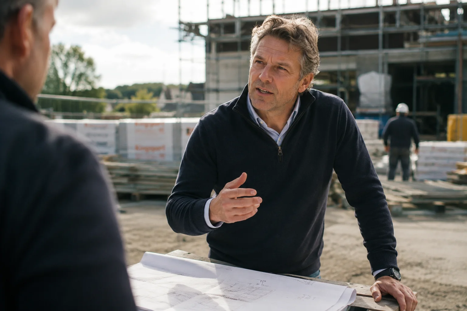 Twee generaties bekijken samen de plannen voor de toekomst