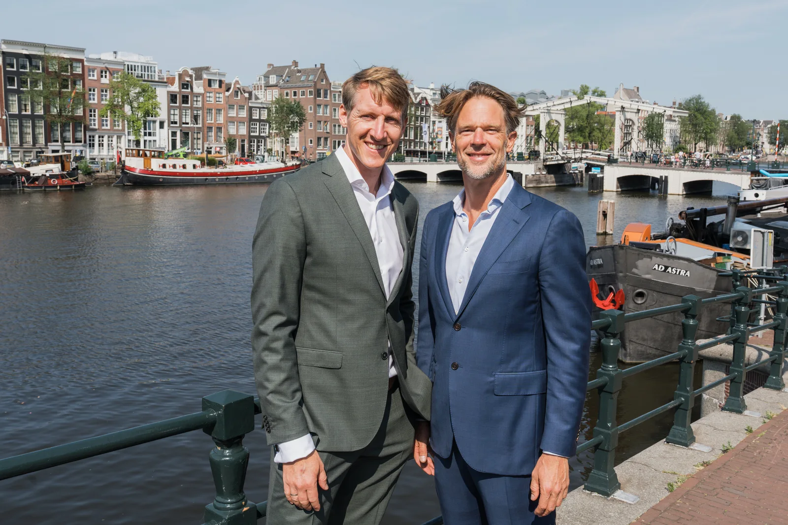 Colin Groos and Michiel Stokman, founders of BOTS, by the Amstel in Amsterdam